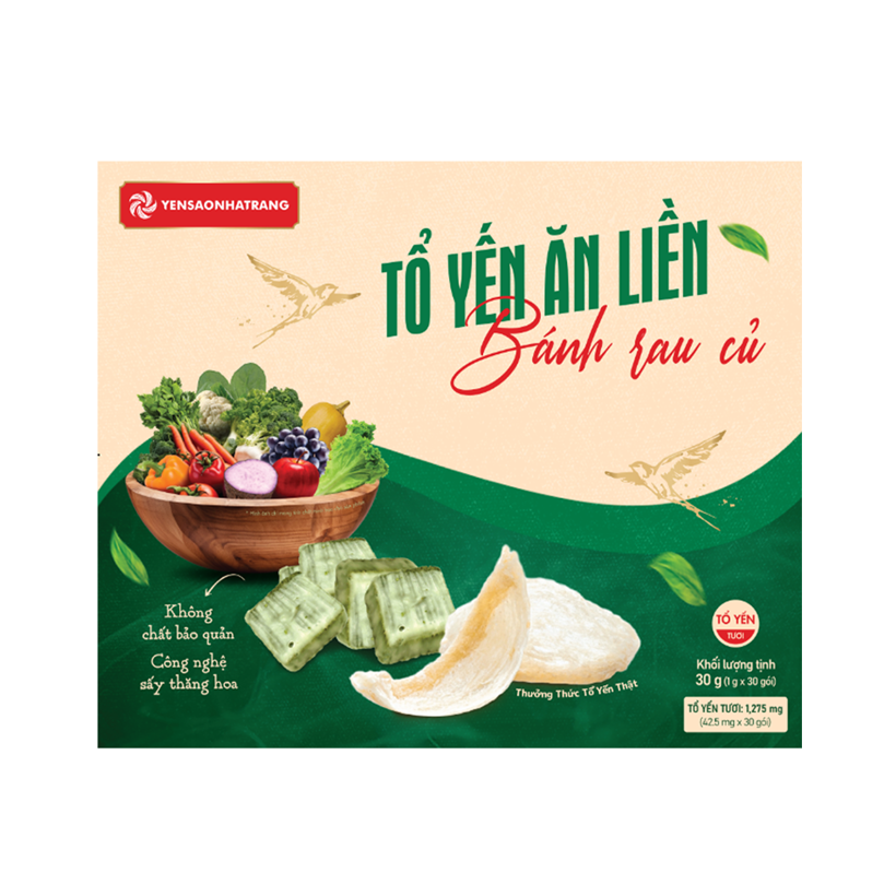 Tổ yến ăn liền bánh rau củ 30 gói giàu chất xơ phù hợp ăn chay
