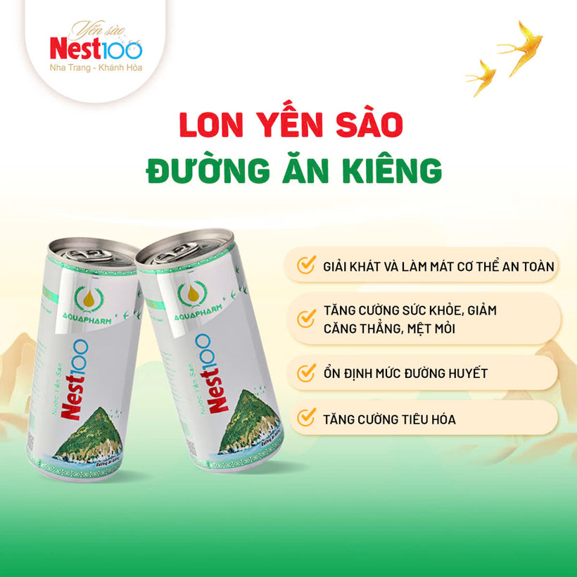 Nước yến Nest100 ăn kiêng 190ml hộp 5 lon ít calo dễ hấp thu