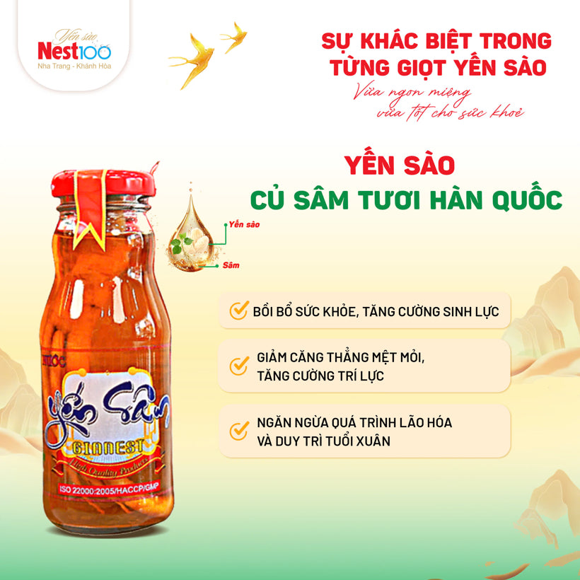 Nước yến sâm Ginnest Nest100 170ml x4 chai bổ sinh lực