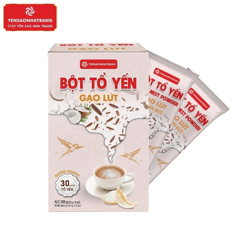 Bột tổ yến gạo lứt 10 gói dùng đường Isomalt ít ngọt dễ uống