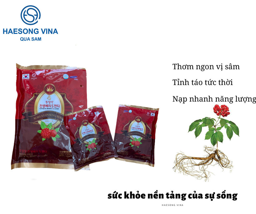 Kẹo Quả Sâm Không Đường Ginseng Berry S Candy 200g – Phù Hợp Người Tiểu Đường