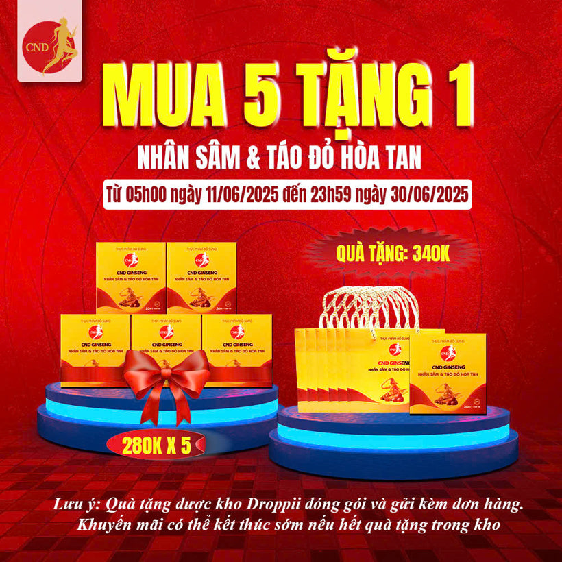 Bột Hòa Tan CND Ginseng Nhân Sâm & Táo Đỏ – Hộp 20 Gói x 3g –SBMCND08
