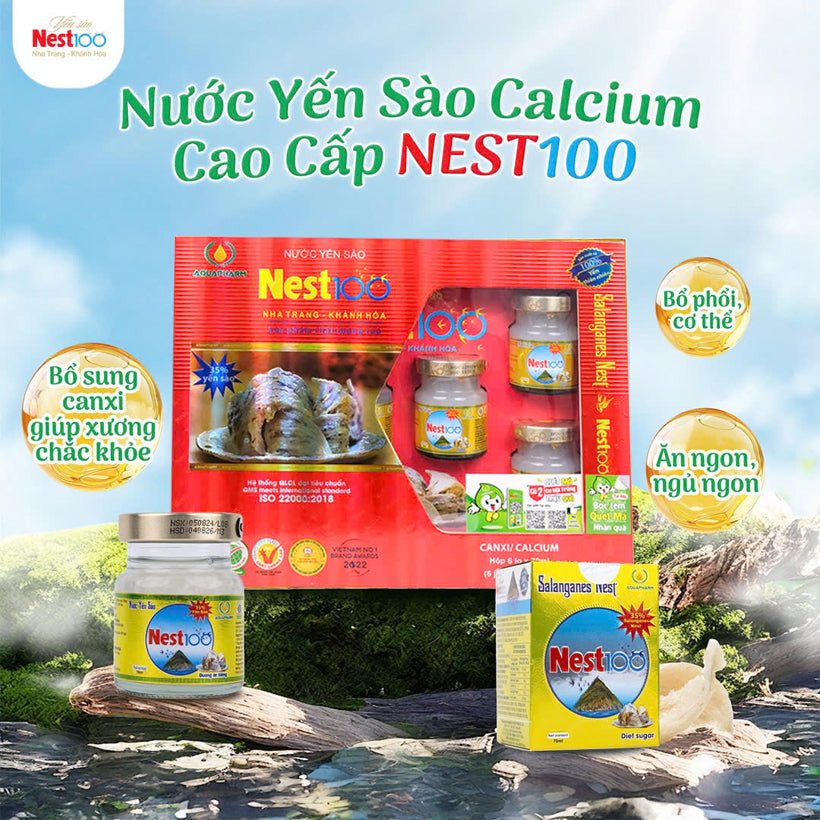 Nước yến Nest100 Calcium 6 lọ bổ sung canxi chắc xương