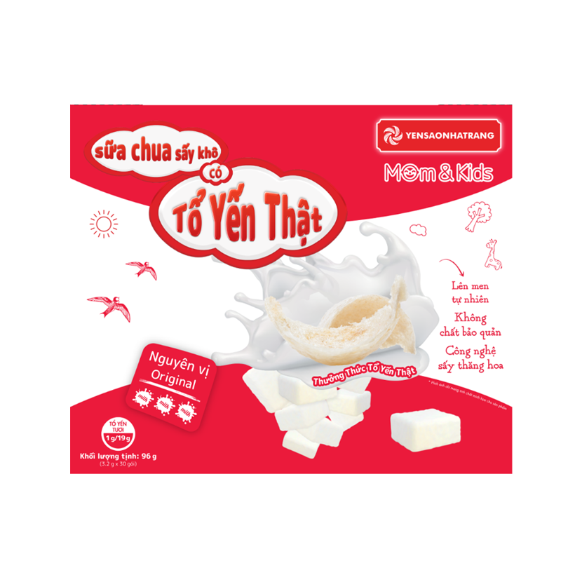 Sữa chua sấy tổ yến vị nguyên bản hộp 30 gói hỗ trợ tiêu hóa