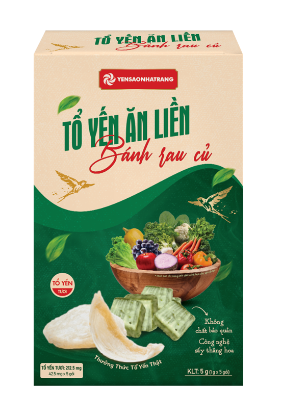 Tổ yến ăn liền bánh rau củ 5 gói bổ sung chất xơ cho người ăn kiêng
