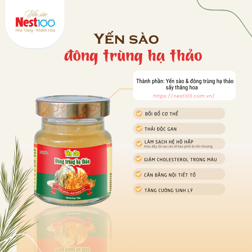 Nước yến Nest100 đông trùng hạ thảo 70ml bổ thận phổi