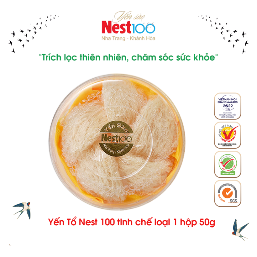 Tổ yến tinh chế Nest100 loại 1 hộp 50g 100% nguyên chất