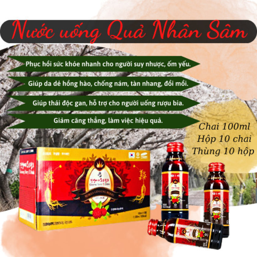 Nước Uống Quả Sâm Ginseng Berry S Drink Hộp 10 Chai – Tăng Đề Kháng, Giải Độc