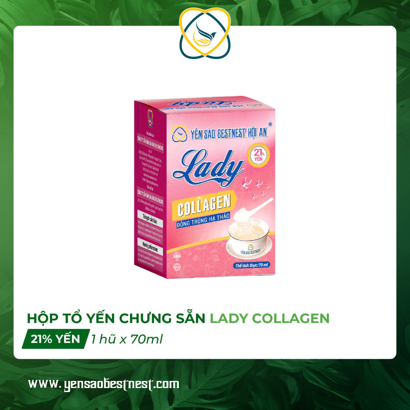 Yến Sào Chưng Sẵn Lady Collagen (1 Hũ x 70ml) – Cân bằng nội tiết Cho Phụ Nữ