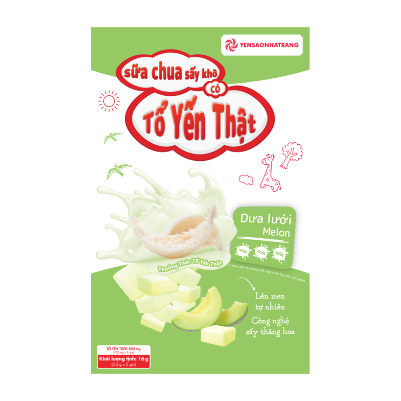 Sữa chua sấy tổ yến vị dưa lưới 5 gói hỗ trợ miễn dịch tiêu hóa