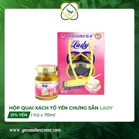 Yến Sào Chưng Sẵn Lady Collagen (1 Hũ x 70ml) – Cân bằng nội tiết Cho Phụ Nữ