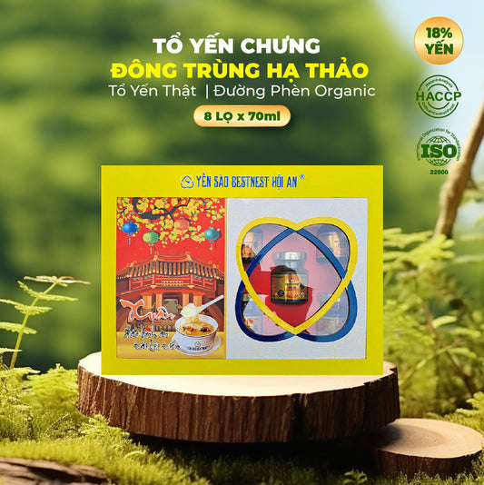 Tổ Yến Chưng Đông Trùng Hạ Thảo – Hộp 8 Hũ x 70ml, Tốt Cho Gan Thận