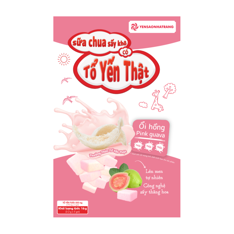Sữa chua sấy khô tổ yến vị ổi hồng 5 gói hỗ trợ tiêu hóa