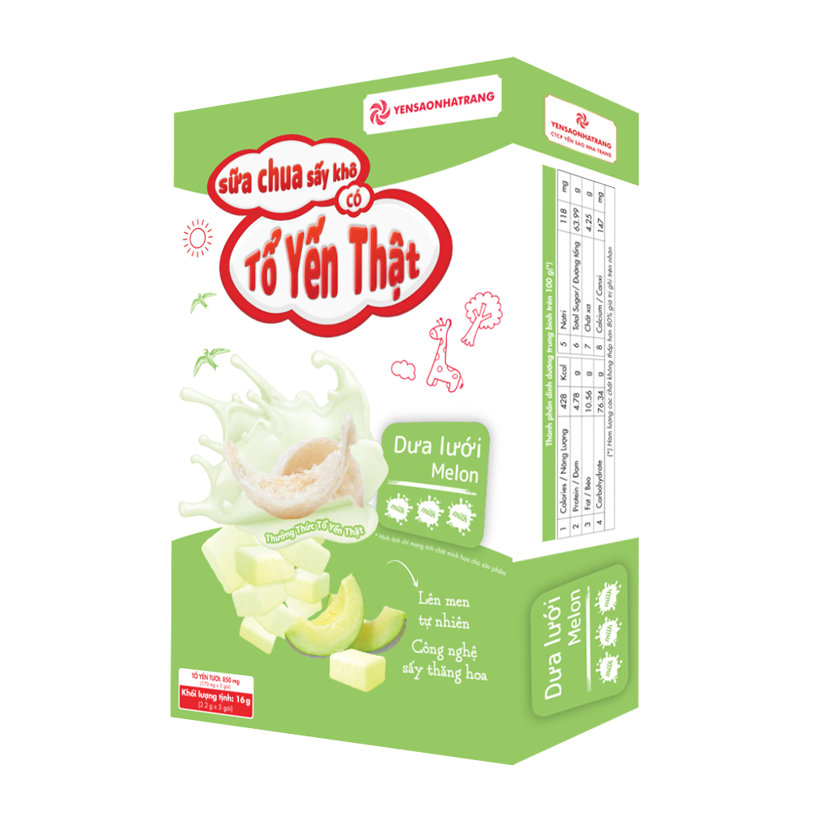 Sữa chua sấy tổ yến vị dưa lưới 5 gói hỗ trợ miễn dịch tiêu hóa