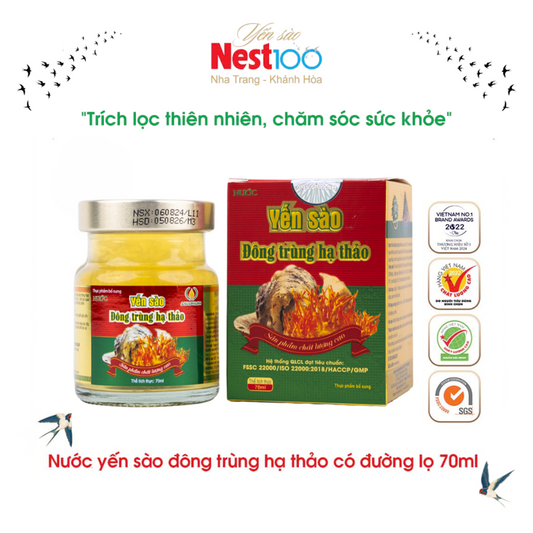 Nước yến Nest100 đông trùng hạ thảo 70ml bổ thận phổi