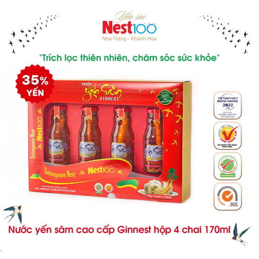 Nước yến sâm Ginnest Nest100 170ml x4 chai bổ sinh lực