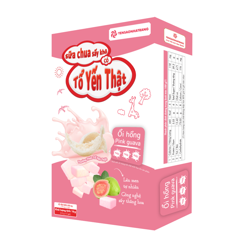 Sữa chua sấy khô tổ yến vị ổi hồng 5 gói hỗ trợ tiêu hóa