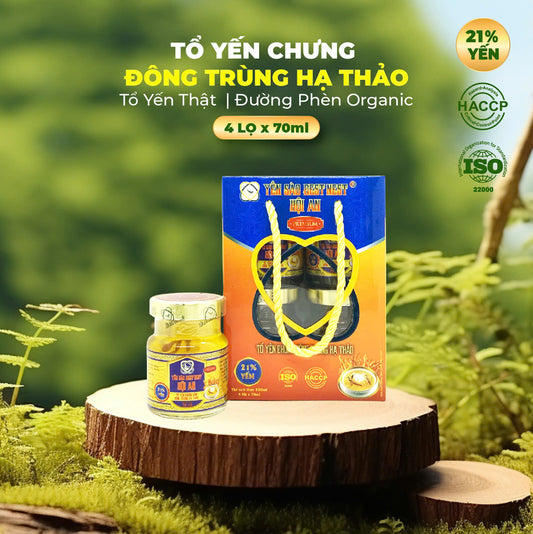 Tổ Yến Chưng Sẵn Đông Trùng Hạ Thảo – Hộp 4 Hũ 70ml Cao Cấp