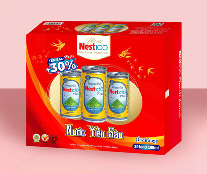 Nước yến Nest100 Plus 190ml ít đường khay 30 lon bổ dưỡng