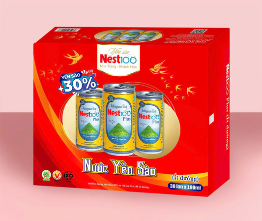 Nước yến Nest100 Plus 190ml ít đường khay 30 lon bổ dưỡng